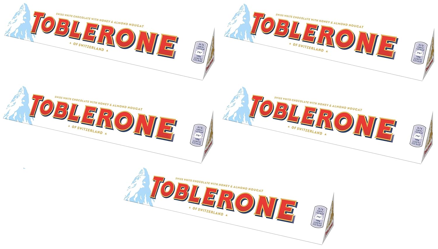 Toblerone White Chocolate Bar 360g Packung mit 5 Stück - Toblerone weiß