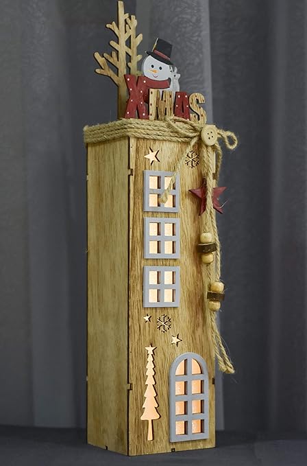 Amazon.de: Valery Madelyn 39cm LED Holz Säule Weihnachtsdekoration mit