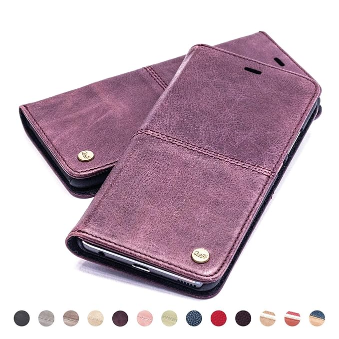 QIOTTI Hülle Kompatibel mit iPhone 6s I iPhone 6 Ledertasche aus Hochwertigem Leder RFID NFC Schutz mit Kartenfach Standfunkt
