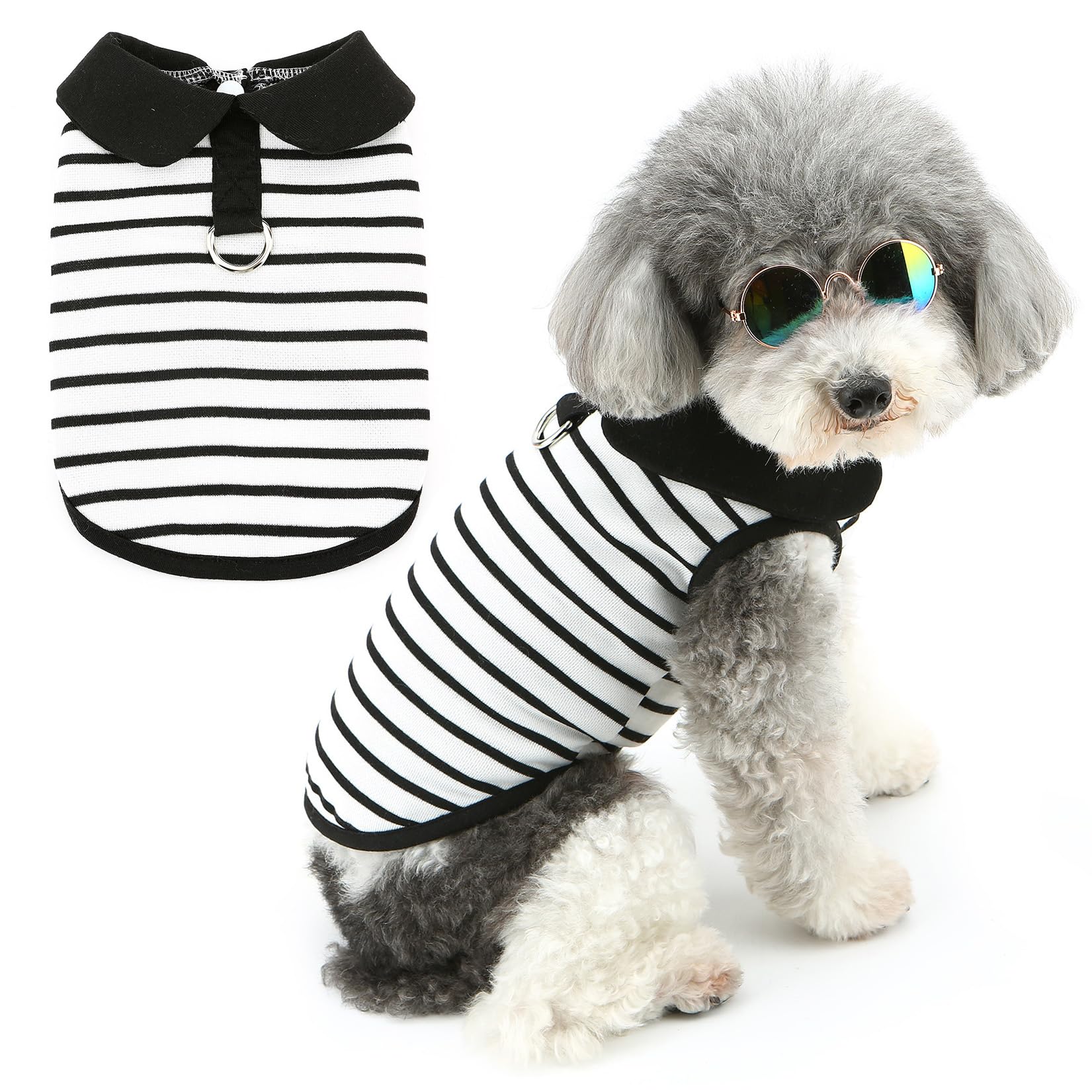 Zunea Striped Dog Shirts for Small Dogs Summer Puppy Clothes with D-Ring Soft Breathable Basic T-Shirt Pet Dog Cat Sleeveless Vest Tank Top Doggy Chihuahua Toy Poodle Apparel S