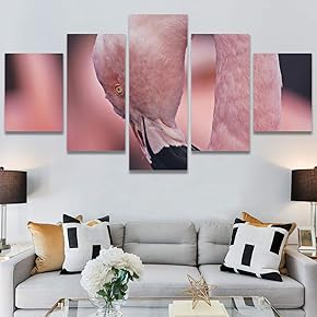 SIGNWIN 5 Panel Canvas Wall Art Pink Wings...
