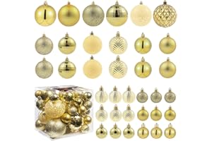 LANGXUN 36pcs Gold Christmas Tree Decorations Balls, Bolas De Navidad, 2025 Christmas Decor, Indoor Outdoor Shatterproof Christmas Ornaments, Xmars Party Wedding Suppiles