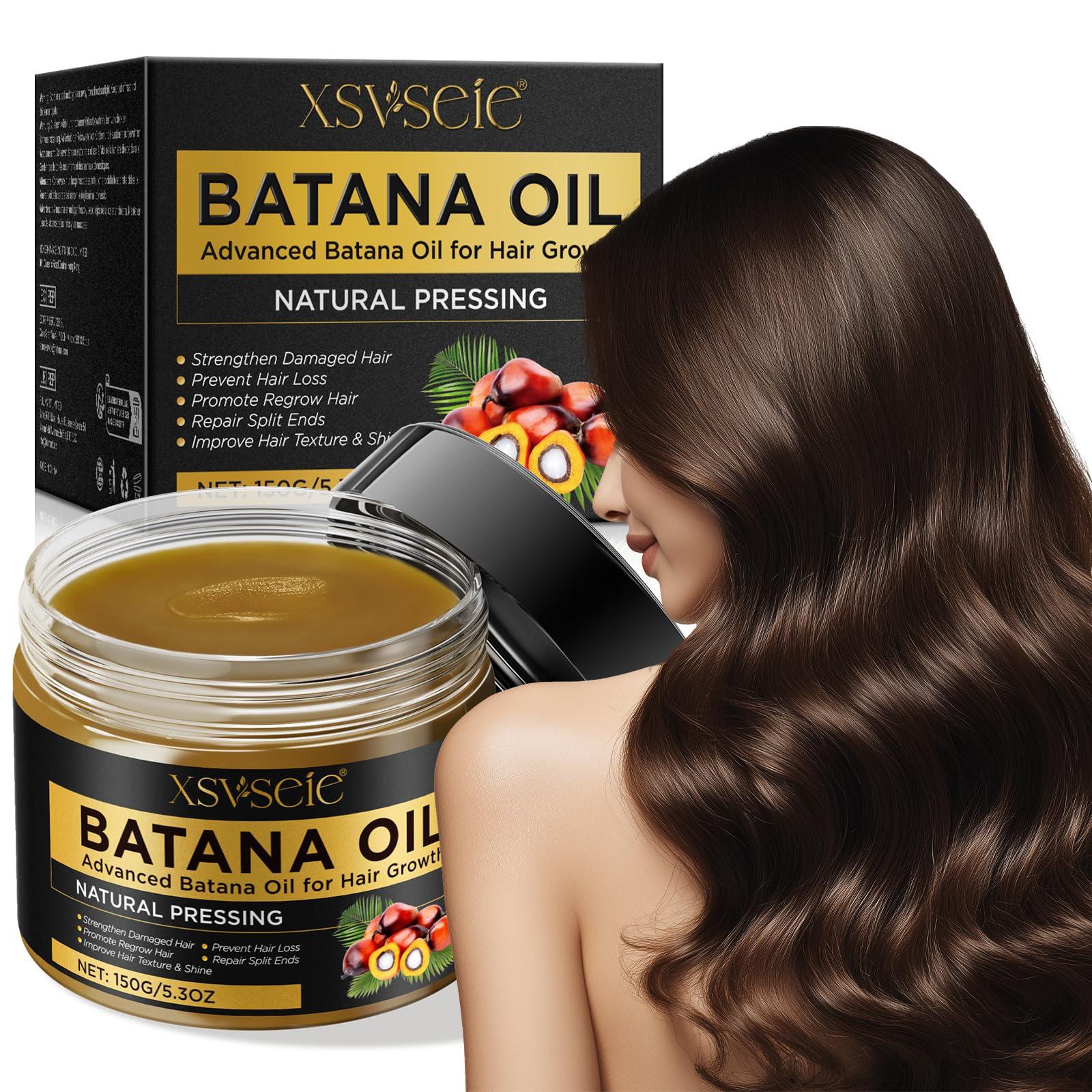 Batana Oil for Hair Growth Dr Sebi, Raw Batana Oil, Batana Hair Oil, Prevent Hair Loss, Repairs Damaged Hair and Moisturize Scalp, Promotes Hair Thickness