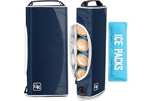 GLORIEROO Golf Cooler Bag Insulated with Ice Packs - Keeps 6 Beer Cans or 2 Wine Bottles Cold for Hours, Fits Discreetly in Golf Bags; Golf Accessories Fathers Day Dad Gifts for Men from Daughter Son Wife