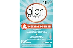 Align Probiotic, Digestive De-stress, Probiotic for Women and Men with Ashwagandha, Helps with a Healthy Response to Stress, Gluten Free, Soy Free, Vegetarian, 21 Capsules