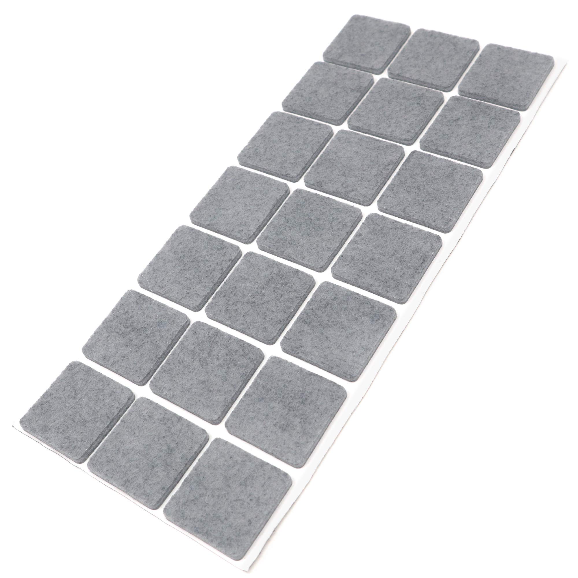 Adsamm® / 21 x self-adhesive felt pads/Grey / 1.18x1.18'' (30x30 mm) / square / 0.138'' / 3.5 mm thick stick-on furniture felt glides/Furniture & Chair Glides