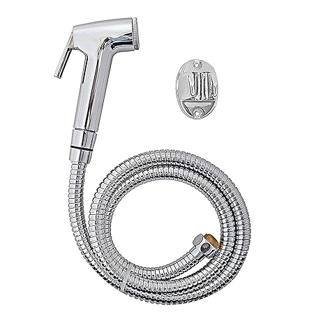 SBD Safari ABS Plastic Health Faucet Gun with Flexible Stainless Steel Hose Tube and PVC Holder, Chrome Finished (Chrome Finished)