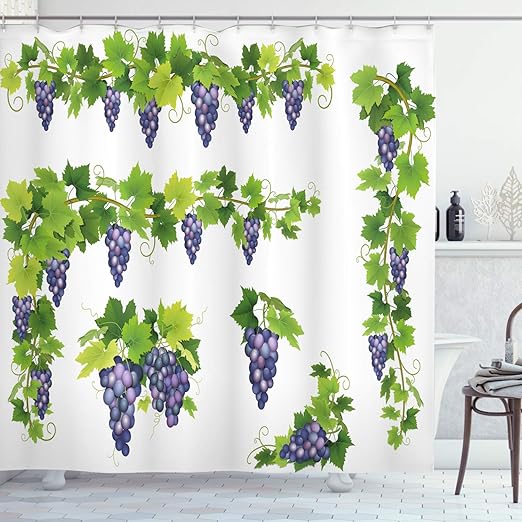 Amazon Com Lunarable Vine Shower Curtain Bunches Of Grapes