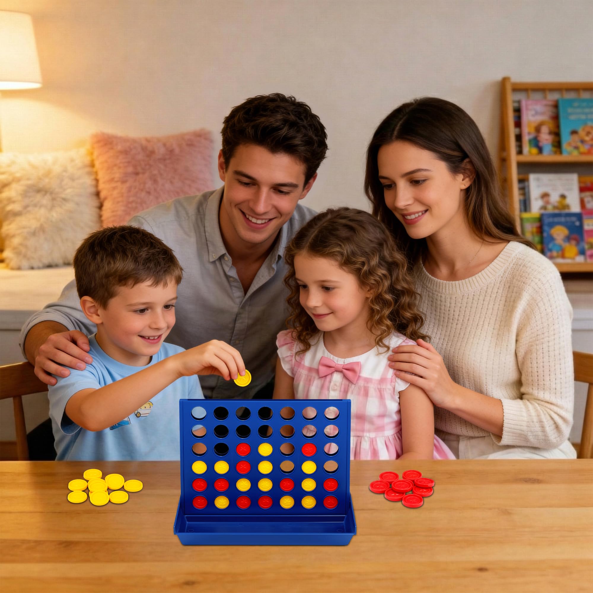 VingaHouse 4 in einer Reihe Spiel, Strategiespiel für 2 Spieler, Familienspiel ab 3+ Jahren, Pädagogisches Lernspielzeug, Brettspiel für Kinder & Erwachsene, Geschenk für Zuhause & Reisen [Stern Groß] 9