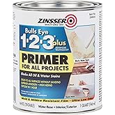 Zinsser 249933 Bulls Eye 1-2-3 PLUS Water-Based Stain Blocking Primer, Quart, White