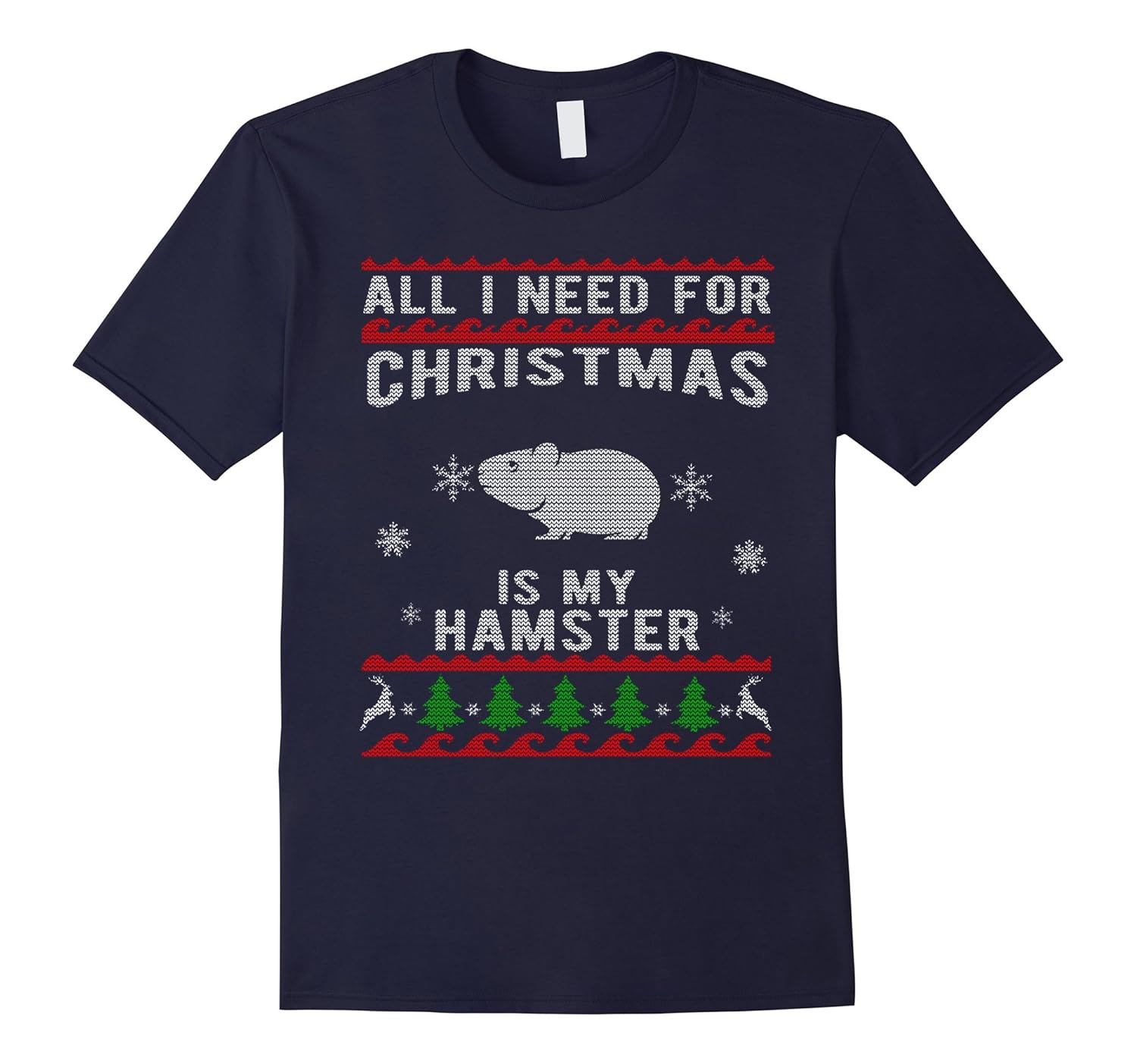 Ugly Christmas Sweater Style Hamster Funny T-Shirt-ANZ