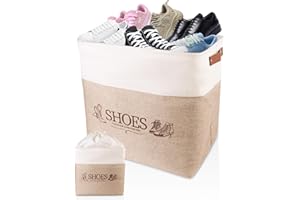 CMXZSAM Shoe Basket Organizer, Large Capacity Fabric Entryway Shoe Storage Bin with Handle, Flodable Space-Saving Shoe Basket for Entryway, Hallway, Entryway and Mudroom
