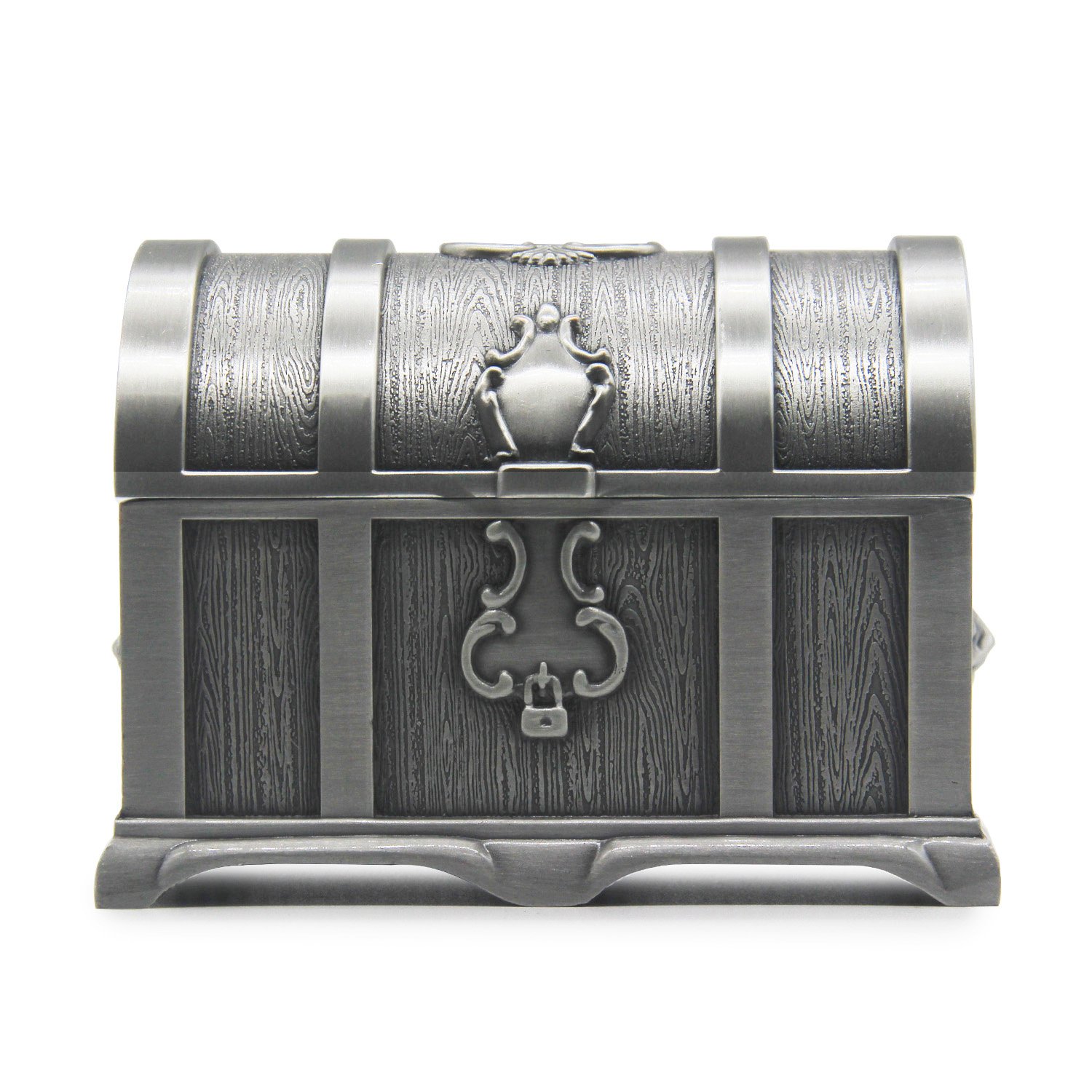 AVESON Rectangle Vintage Metal Treasure Chest Trinket Jewelry Box Jewellery Organiser Storage Boxes Ring Case Gift for Girls Ladies Women, Large, Ancient tin colour