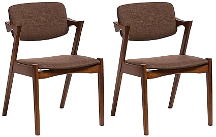 Baxton Studio Set Of 2 Elegant Mid Century Modern Scandinavian Style Fabric Upholstered Dining Armchairs Dark Walnut Amazon In Home Kitchen