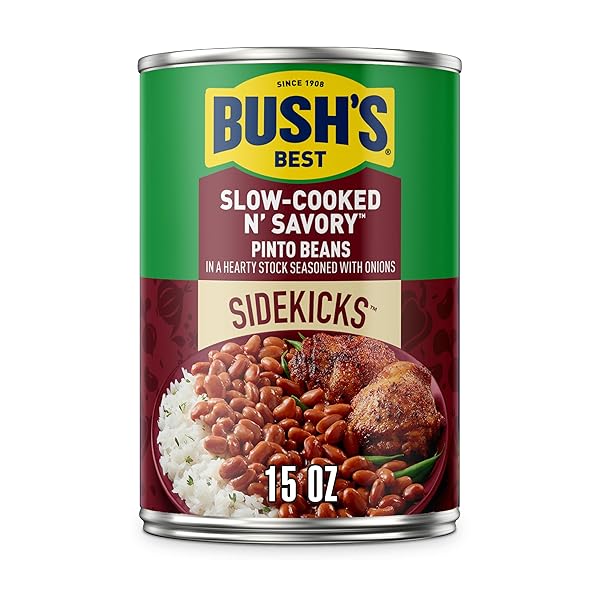BUSH’S BEST 15OZ CANNED SLOW-COOKED N’ SAVORY PINTO...