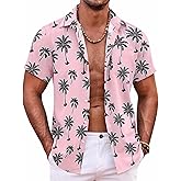 COOFANDY Mens Hawaiian Shirt Short Sleeve Button Down Shirts Tropical Summer Beach Shirts Casual Floral Aloha Shirts