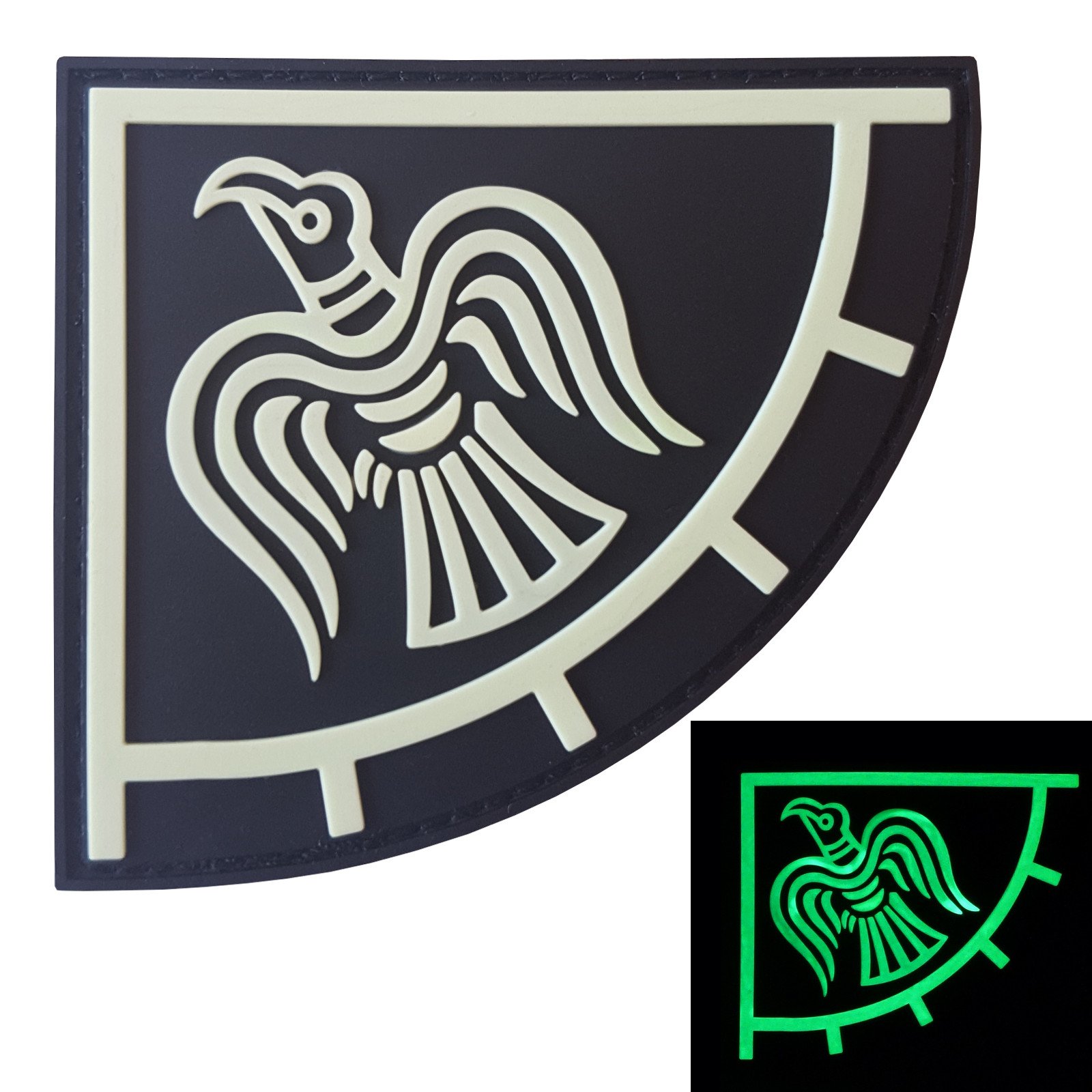 Glow Dark Rare Norse Viking Raven Banner Odin God of War Morale PVC Rubber 3D Touch Fastener Patch