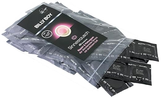Billy Boy Sinnesrausch Beutel - transparente Kondome mit Rippen und Perlnoppen, 1er Pack (1 x 40 Stück)
