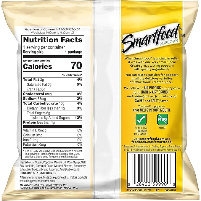 33 Smartfood Popcorn Nutrition Label Labels Design Ideas 2020