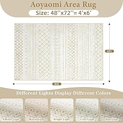 Area Rug 4x6 Geometric Rug: Washable Boho Moroccan