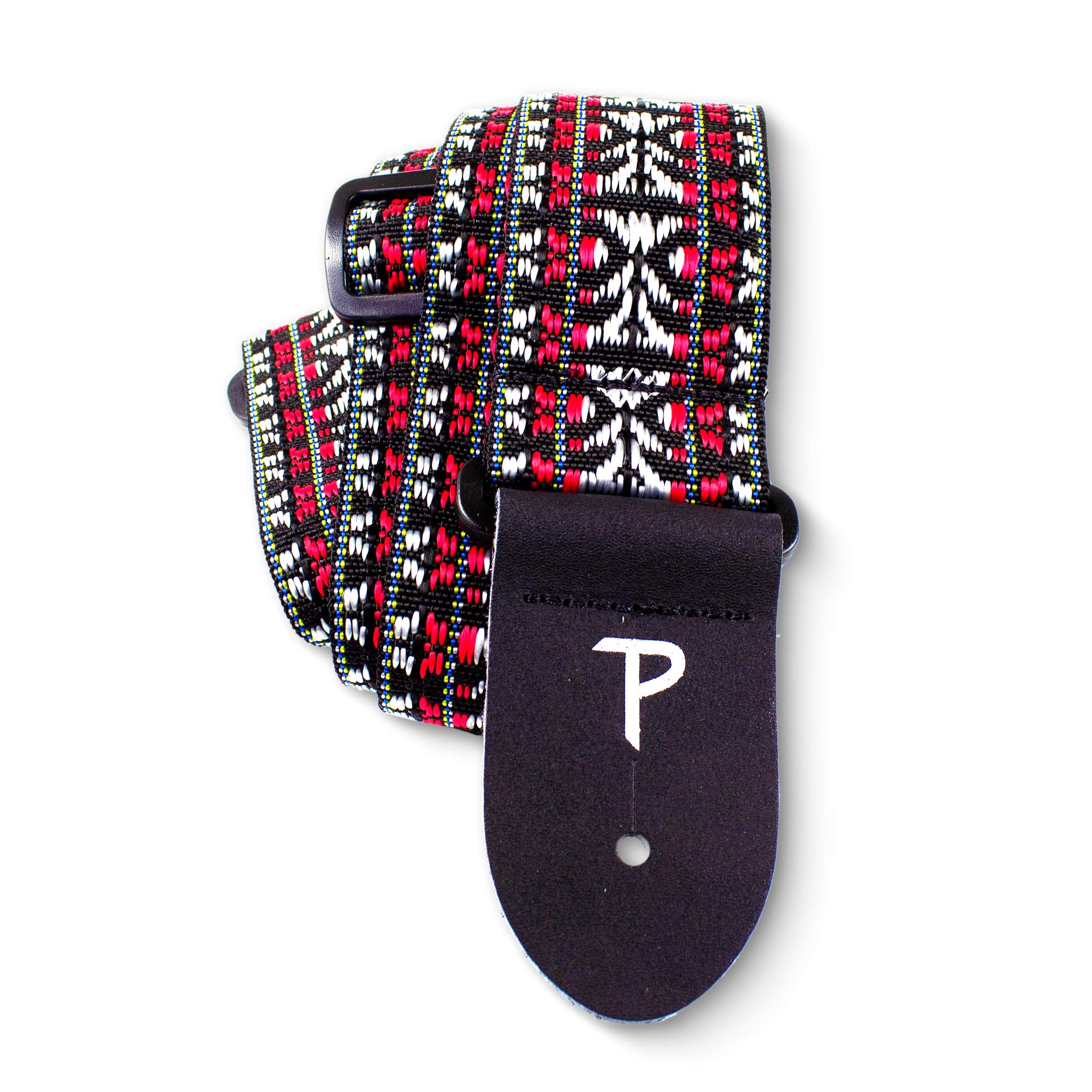 Perri's Leathers BHT-287 2-Inch Wide Poly Pro Hootenanny Design Guitar Strap with Leather Ends