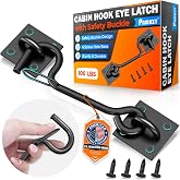 100 Lbs Privacy Cabin Hook &amp; Eye Latch - Safety Buckle Barn Door Gate Latch | 4 Screw Points Privacy Hook with Buckle for Barn Door, Lock Gate Latch Hook for Sliding Door Gate, Bathroom Cabinet Bedroom