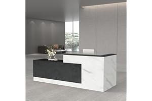 YTElantivo L-Shaped Reception Desk with Counter and Lockable Drawers and Storage,Modern Front Desk Reception Counter for Checkout, Lobby, Beauty Salon (Cloud White_B, Left_78*24 * 41IN)