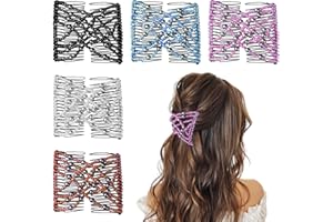SUPTIZIZKZ 5 Pieces Stretchy Magic Comb Adjustable Elastic Hair Clip for Women Girls No Crease Pins Vintage Bun Maker Accessories for Curly Thick Wavy Hair Ponytail