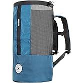 SCUBAPRO Sport 65 Mesh Dive Bag with Roll Top Closure and Side Zipper for Snorkeling and Scuba Diving Gear, Denim Blue Color Fabric