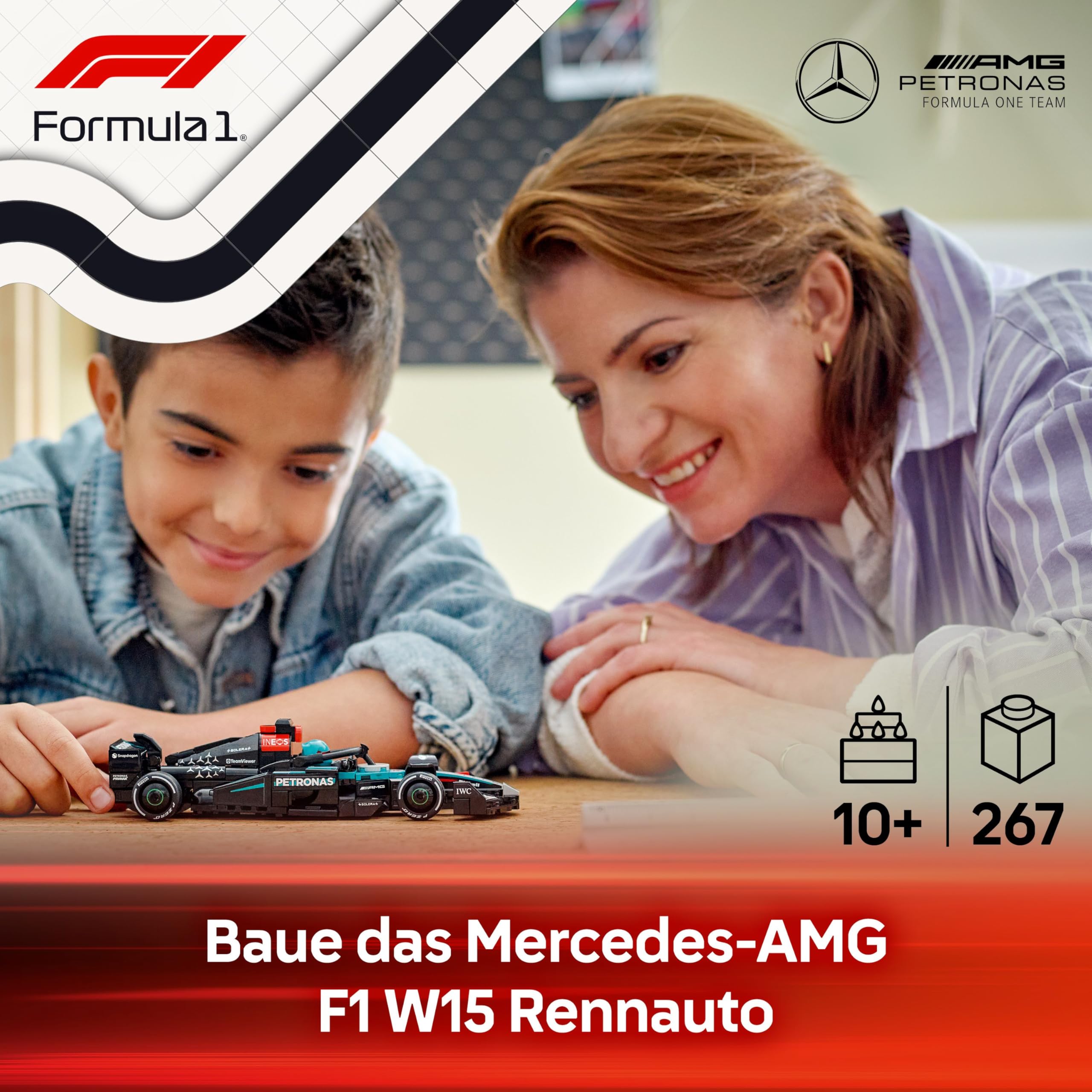 LEGO Speed Champions Mercedes-AMG F1 W15 Rennauto - Spielzeug mit Formel 1 Minifigur - Modell Auto zum Sammeln und Bauen - Geschenk für Jungen & Mädchen ab 10 Jahren oder Erwachsene Fans 77244 2
