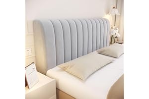CAMZ Velvet Bed Headboard Cover for Full Queen Cal King Size, Quilted Bed Headboard Slipcover Thicken Dustproof Headboard Padding Protector Cover (Light Gray,Queen:150cm/59in)