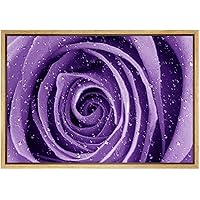 SIGNWIN Framed Canvas Print Wall Art Vibrant Purple Flower Petal Close Up Geometric Line Illustrations Modern Art Mid-Century Colorful Warm for Living Room, Bedroom, Office - 16