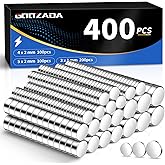 GOOZADA 400Pcs 3 Sizes Small Round Magnets, 200pcs 3X1mm, 100pcs 4x2mm, 100pcs 5x2mm Silver Mini Magnets for Miniatures Small