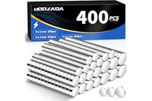 GOOZADA 400Pcs 3 Sizes Small Round Magnets, 200pcs 3X1mm, 100pcs 4x2mm, 100pcs 5x2mm Silver Mini Magnets for Miniatures Small
