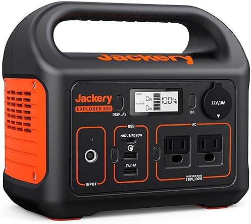 RV Parts & Accessories - Jackery Portable Power Station Explorer 300, 293Wh Backup Lithium Battery, Solar Generator for Outdoors Camping Travel Hunting Blackout (Solar Panel Optional)