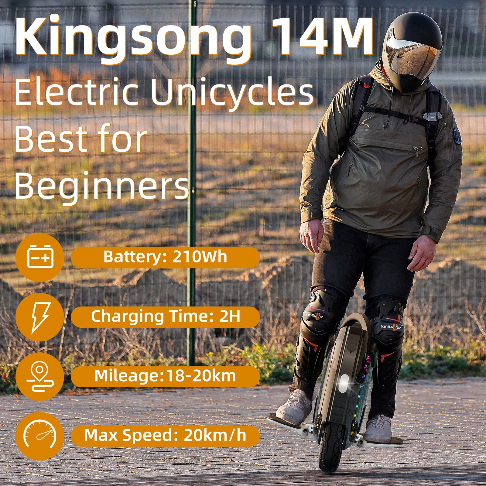 Kingsong 14M Electric Unicycle for Riders, 14 Inch Electric Unicycle for Beginners, Commuter EUC