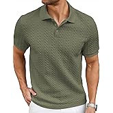 JMIERR Men's Polo Shirt Casual Knit Ribbed Textured Short Sleeve T Shirt Stretch Golf Shirt Summer Vacation Beach Shirts