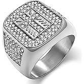 Oaldilee Men's Cross Ring Stainless Steel Cubic Zirconia Crucifix for Men, 18K Gold Plated, Black, Silver Religious Christian Jesus Ring, Size 7-14