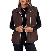 SimpleFun Women's Fuzzy Fleece Vest Trendy Zip Up Sleeveless Sherpa Jacket Stand Collar Winter Coat Outerwear with Pockets