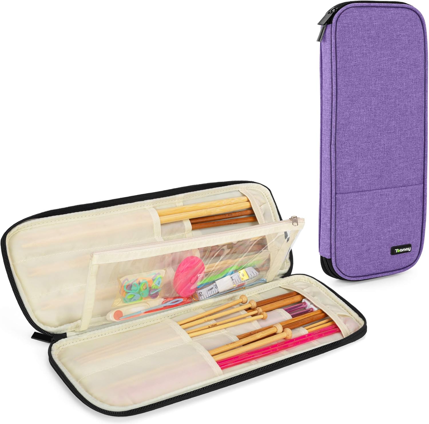 Teamoy Knitting Needles Case, Knitting Needles Storage Bag for Knitting Needles(up to 14" /35