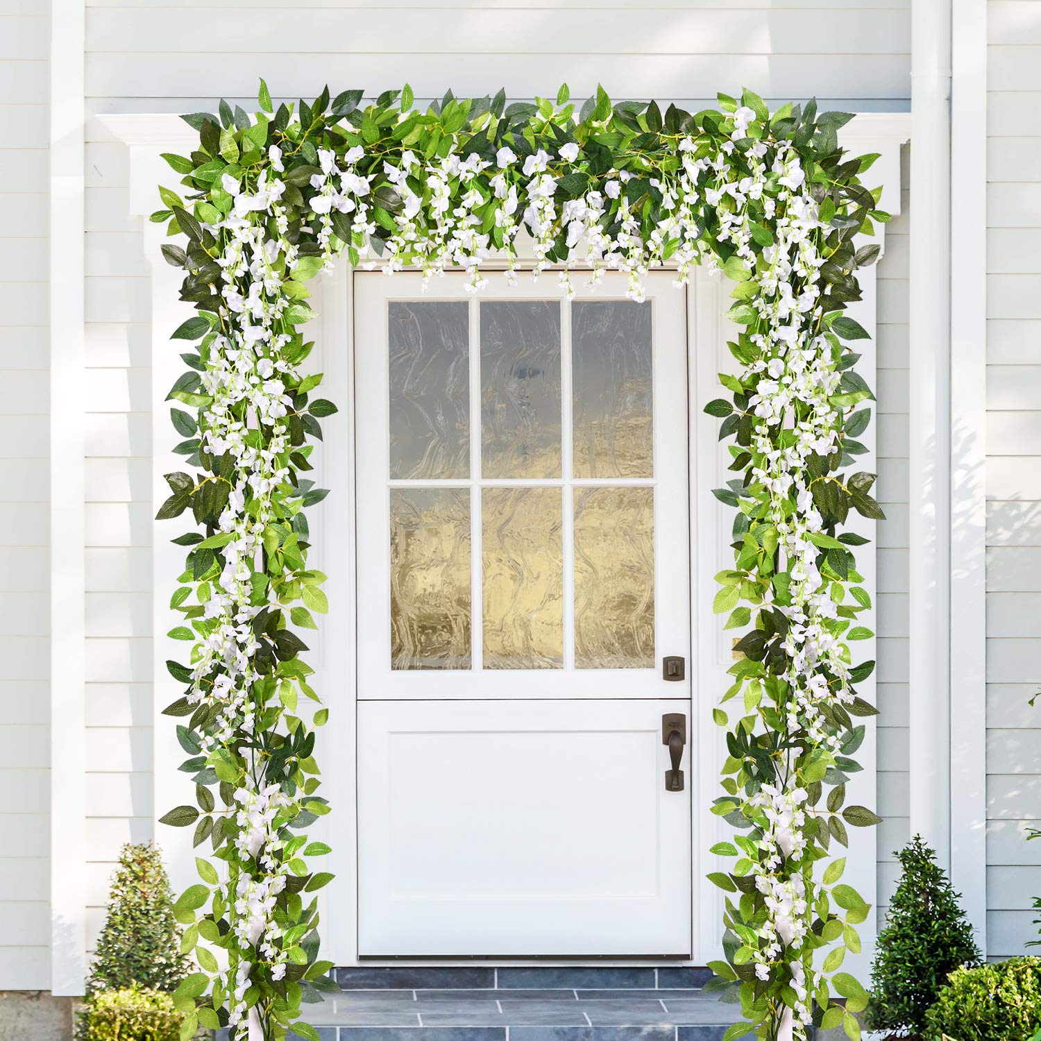 Home Kitchen Sunm Boutique Pack Of 4 Artificial Wisteria Hanging Wisteria Vines Hanging Flower Bush String Home Party Wedding Festival Decoration Artificial Plants Flowers