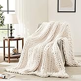 L'AGRATY Chunky Knit Blanket Throw,Soft Chenille Yarn Throw Blanket 50x60,Handmade Cable Knit Crochet Blanket,Large Knit Blankets Chunky Yarn,Rope Knot Throw Blanket for Couch Sofa Bed Home Decor