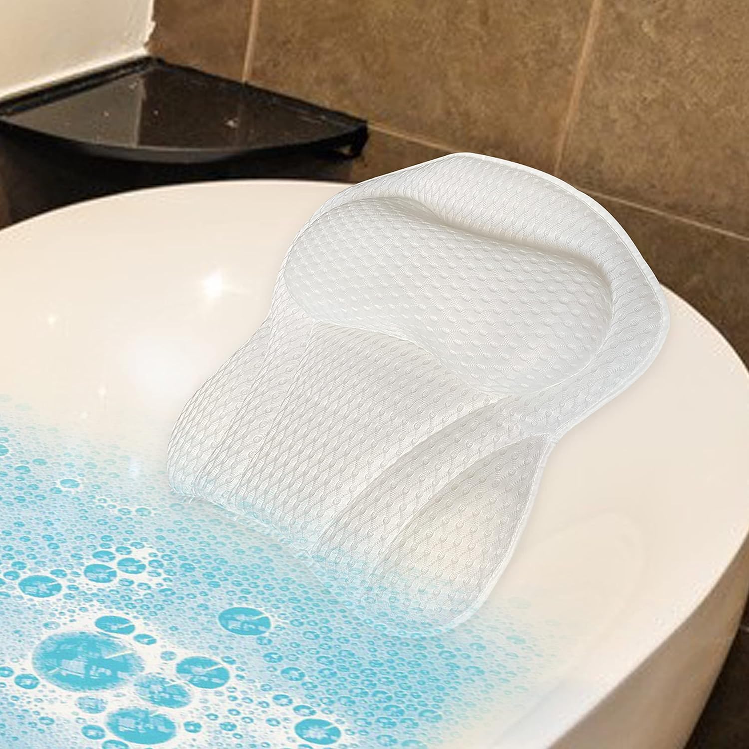 Luxury Bath Pillow, Ergonomic Bathtub Spa Pillow with 4D Air Mesh