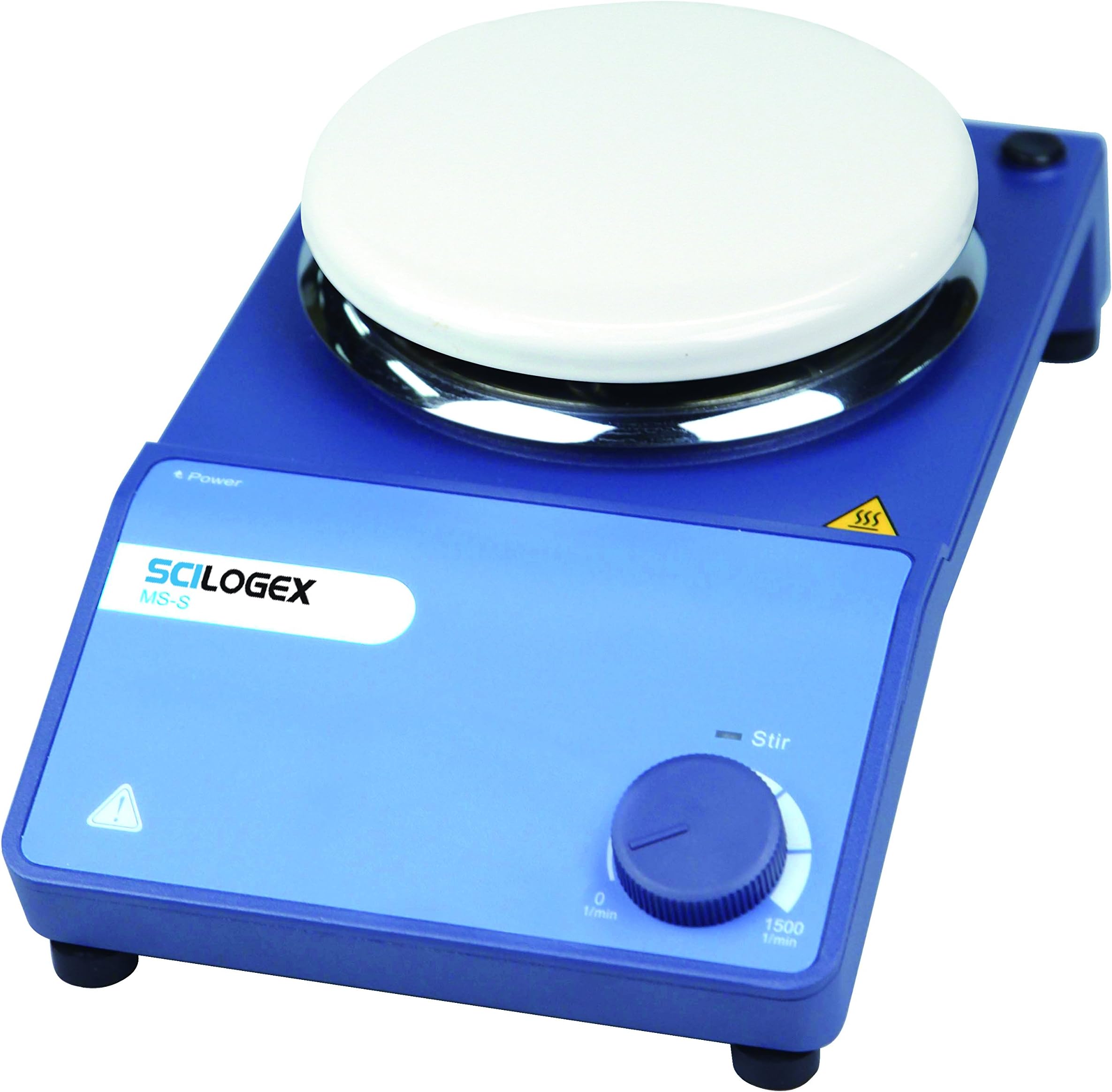81111112 Model MS-S Circular-Top Analog Magnetic Stirrer, 5.3" Diameter Ceramic Coated Steel Plate, 0 to 1500 RPM Speed Range, 110V, 60 Hz, 11" L x 6-1/4" W x 3" H