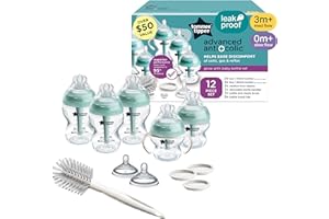 Tommee Tippee Advanced Anti-Colic 12 Piece Set, 5 oz and 9 oz BPA Free Bottles, Newborn 0+ months, Includes Slow & Medium-Flo