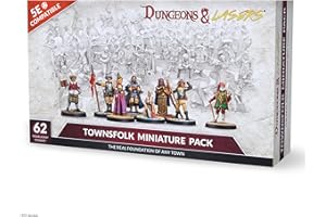 ARCHON STUDIO Dungeons & Lasers Townsfolk DND Miniatures Set - 62 NPC Figures with Scenic Bases for D&D and 5E Compatible RPG Games - 28MM, Unpainted, Unassembled - for 14 Years +