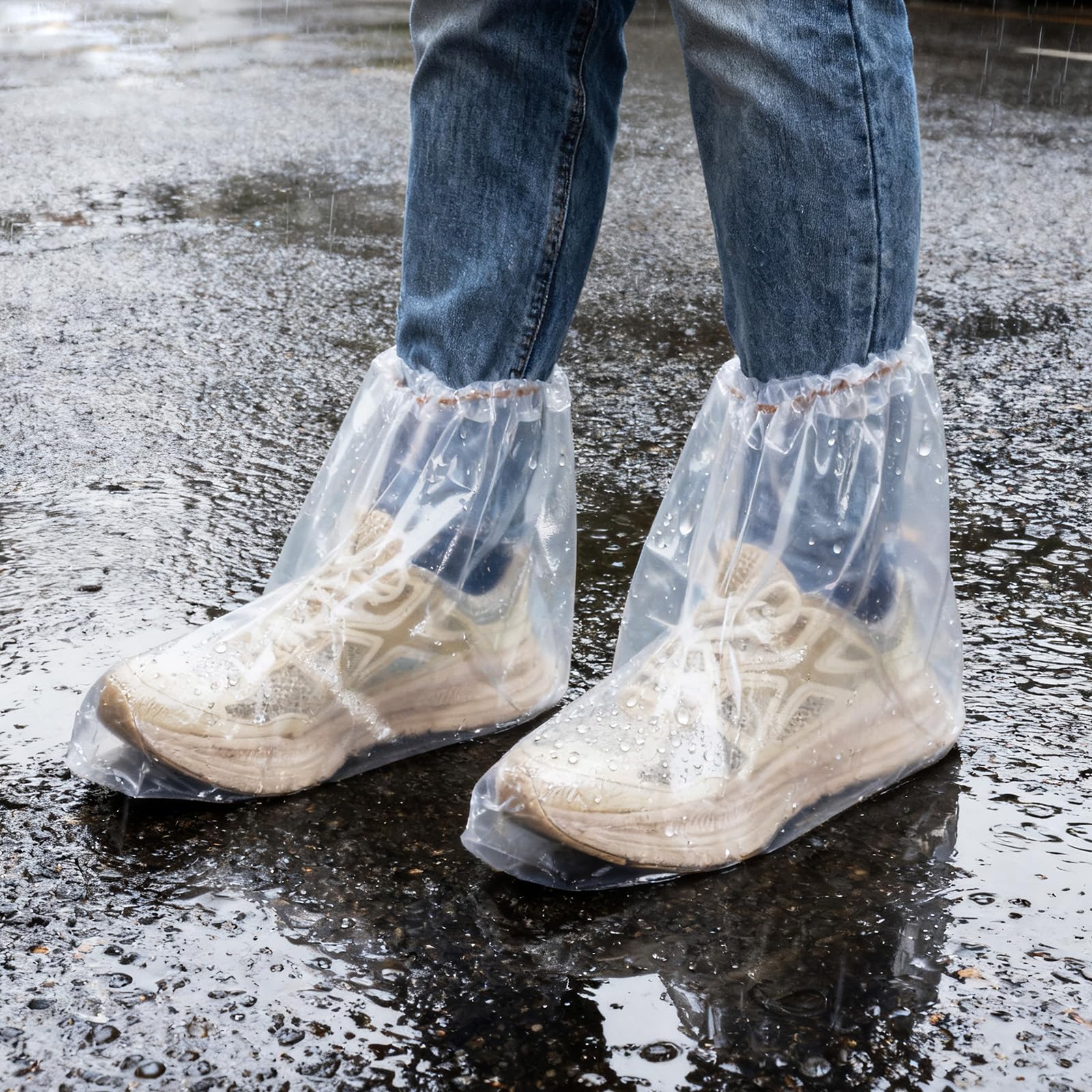 Photo 1 of 12 Pairs Waterproof Shoe Covers for Rain, Non-Slip Disposable Plastic Shoe Ponchos Boot Covers Waterproof, Clear Heavy Duty Rain Shoe Covers for Men and Women, Outdoor and Indoor