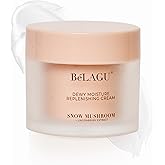 BeLAGU Dewy Moisture Replenishing Cream - Hydrating Facial Moisturizer with Snow Mushroom, Squalane, & Niacinamide for Silky Smooth Skin - Water-Based Anti Aging Face Cream for Natural Daily Skincare