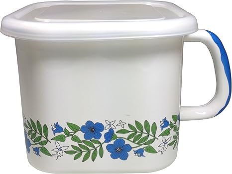 Amazon ハースデザインズ 調味料や食品の保存容器に ホーロー フルリール 持ち手付きストッカー 青 保存容器 キャニスター オンライン通販