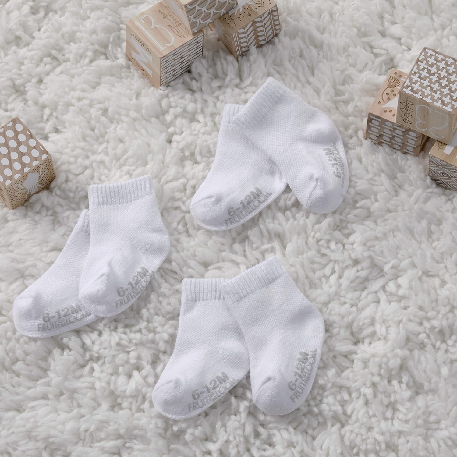 Fruit of the Loom Baby 6-Pack All Year Breathable Mesh Crew-Length Socks: Clothing